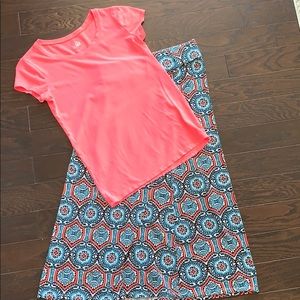 Girls Justice coral top with matching skirt
